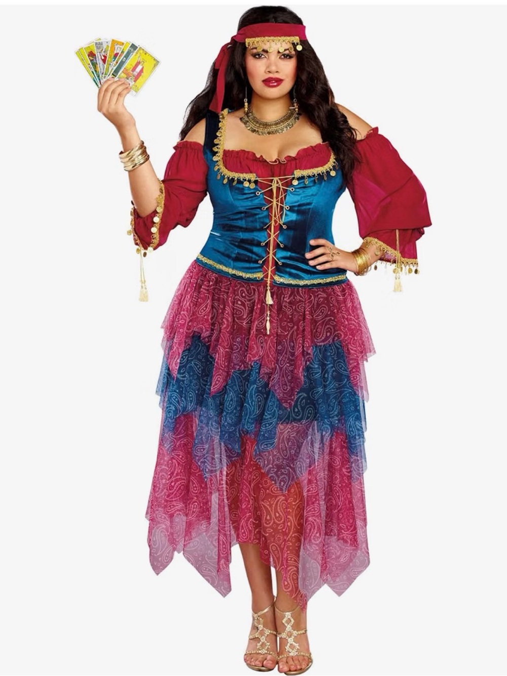 Dreamgirl Teal and Burgundy Gypsy Fortune Teller Costume